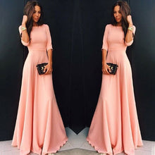 Womens Long Chiffon 3/4 Sleeve Evening Formal Party Maxi Dress
