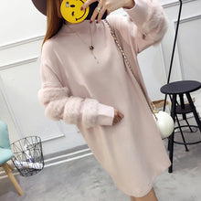 Real Fur Sleeve long Sweater Women autumn long-sleeve jumpers pull femme  Pullovers