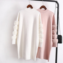 Real Fur Sleeve long Sweater Women autumn long-sleeve jumpers pull femme  Pullovers
