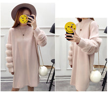 Real Fur Sleeve long Sweater Women autumn long-sleeve jumpers pull femme  Pullovers