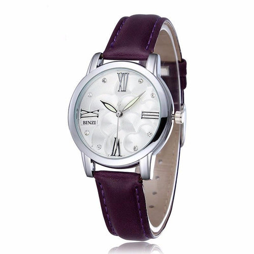 Leather Women Clock Quartz Wristwatch Brand BINZI Luxury Ladies