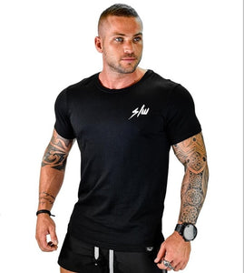 Mens Summer style Fashion personality t Shirt  Muscle male Leisure Short sleeves Slim fit Shirts Tee tops clothing